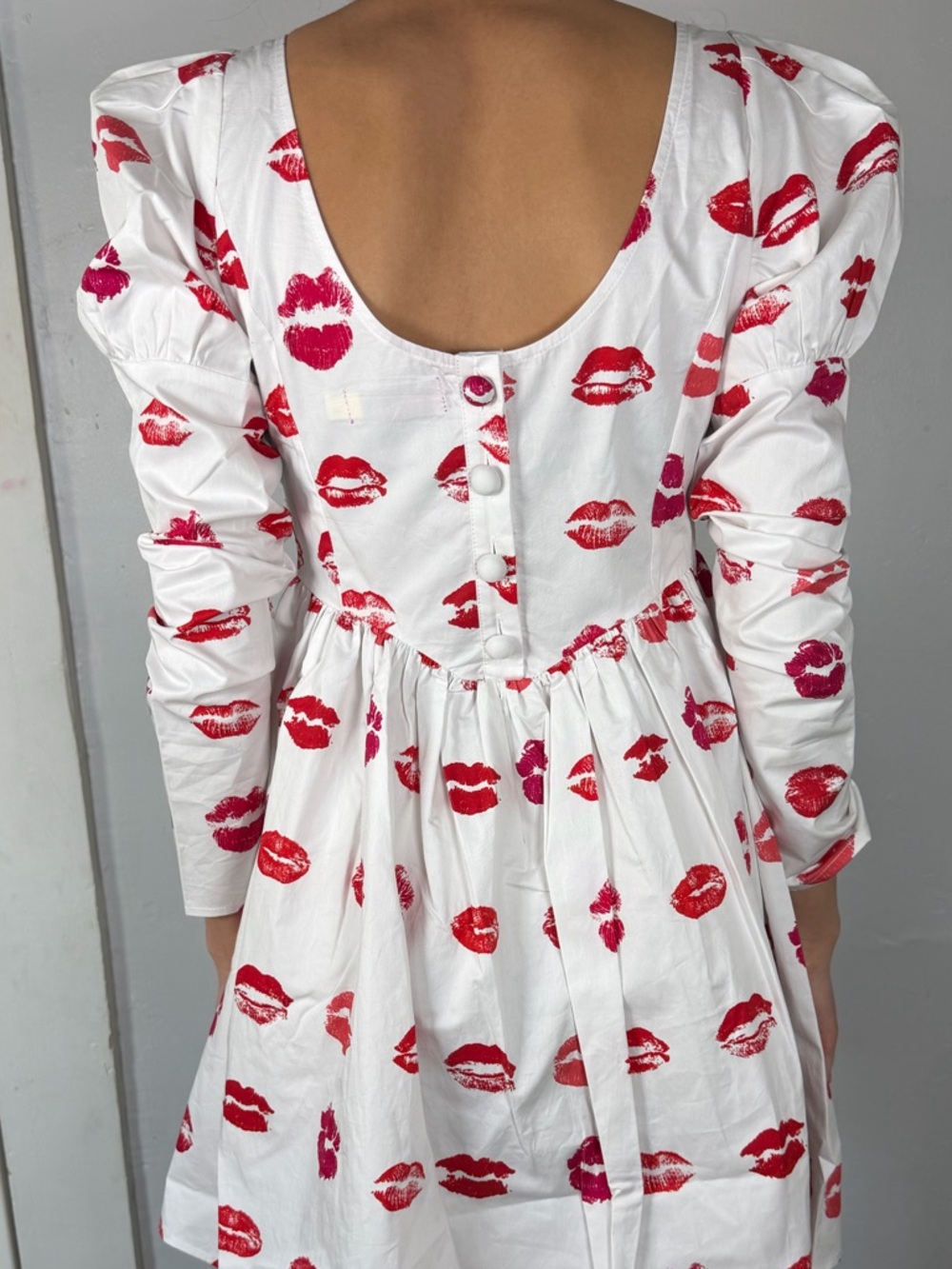 Tyler McGillivary Lipstick Stain Long Sleeve Babydoll Mini Dress - Picture 3 of 9